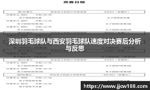 深圳羽毛球队与西安羽毛球队速度对决赛后分析与反思